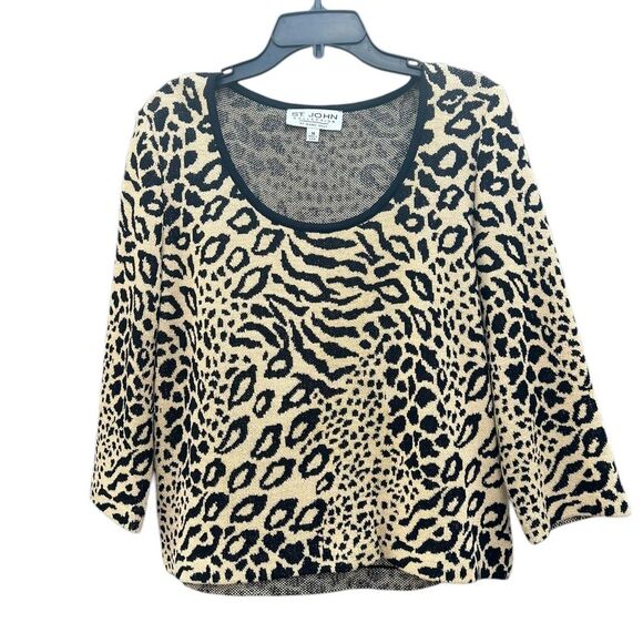St. John Collection cheetah leopard Animal Print Sweater 14 - Picture 1 of 5